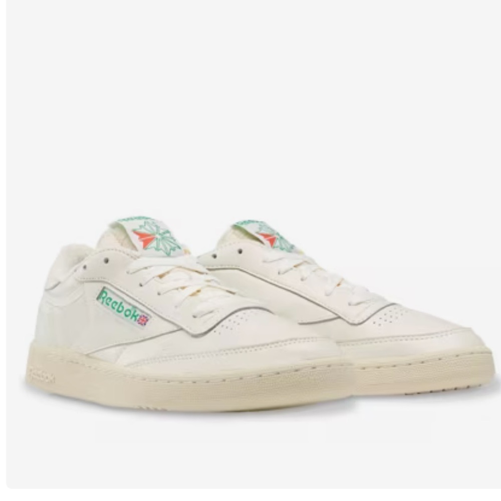 Reebok Mens Cream and Green Sneakers